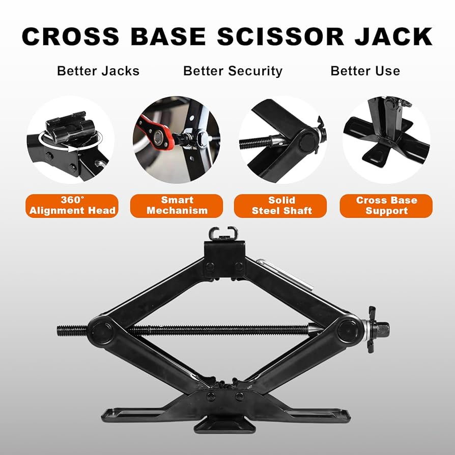 Amazon.com: BIG RED Wide Base Cross Car Scissor Jack: Steel